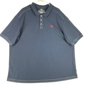 Tommy Bahama Polo Shirt Mens XXL Blue Supima Marlin Logo Pique Short Sleeve